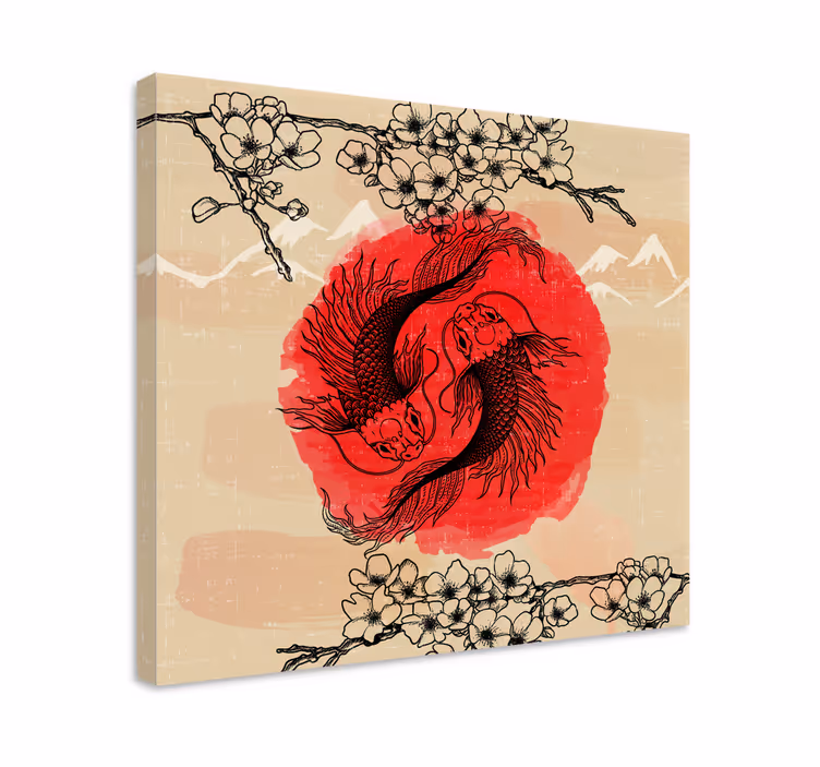 Ying yang ribe riba platno - TenStickers