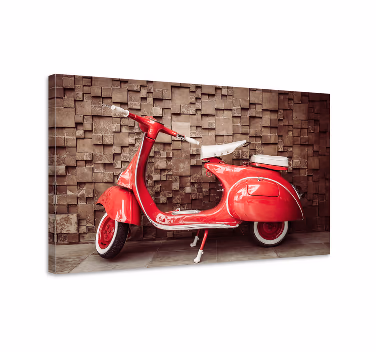 Crveni motocikl retro platno art - TenStickers