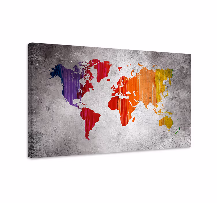Slika na platnu karta svijeta živahna apstraktna geografija - TenStickers