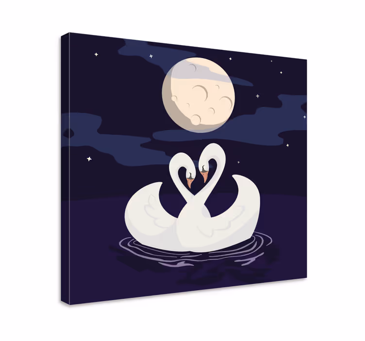 Ljupki labudovi ptica umjetnost na platnu - TenStickers