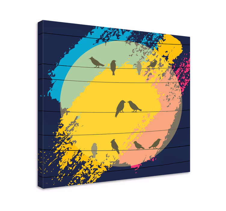 Slika na platnu ptica retro kružne siluete - TenStickers