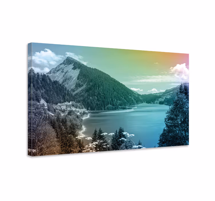Slika na platnu krajolici planinski pogled na jezero - TenStickers