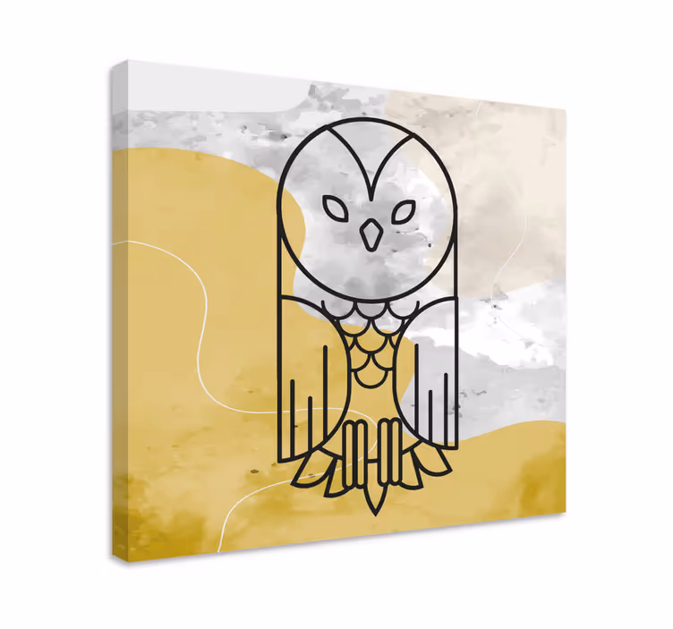 Geometrijska apstraktna sova ptica platno umjetnost - TenStickers