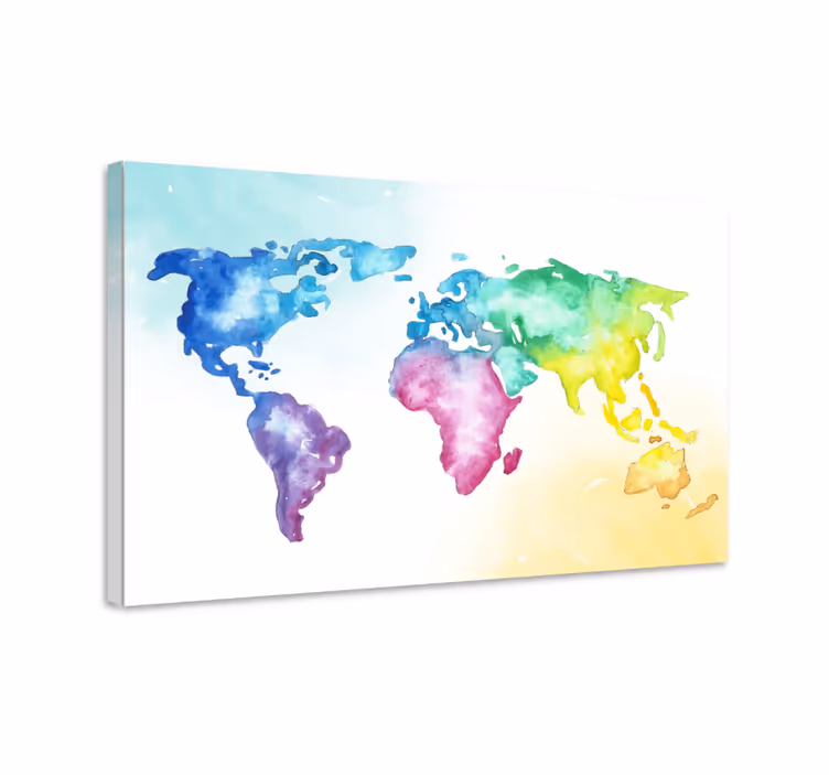 Slika na platnu karta svijeta akvarelni atlas - TenStickers