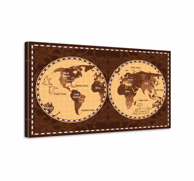 Slika na platnu karta svijeta retro globalni atlas - TenStickers