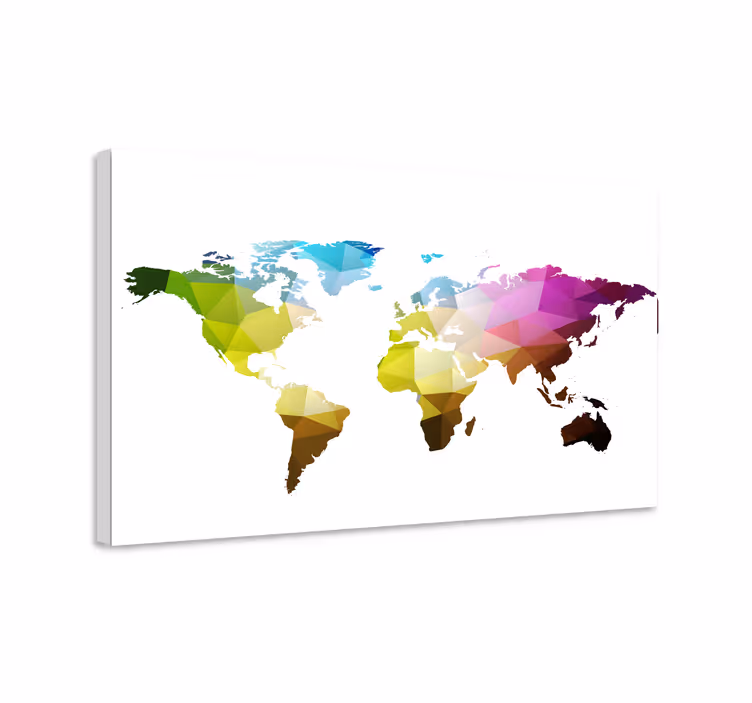 Slika na platnu karta svijeta geometrijska globalna mapa - TenStickers