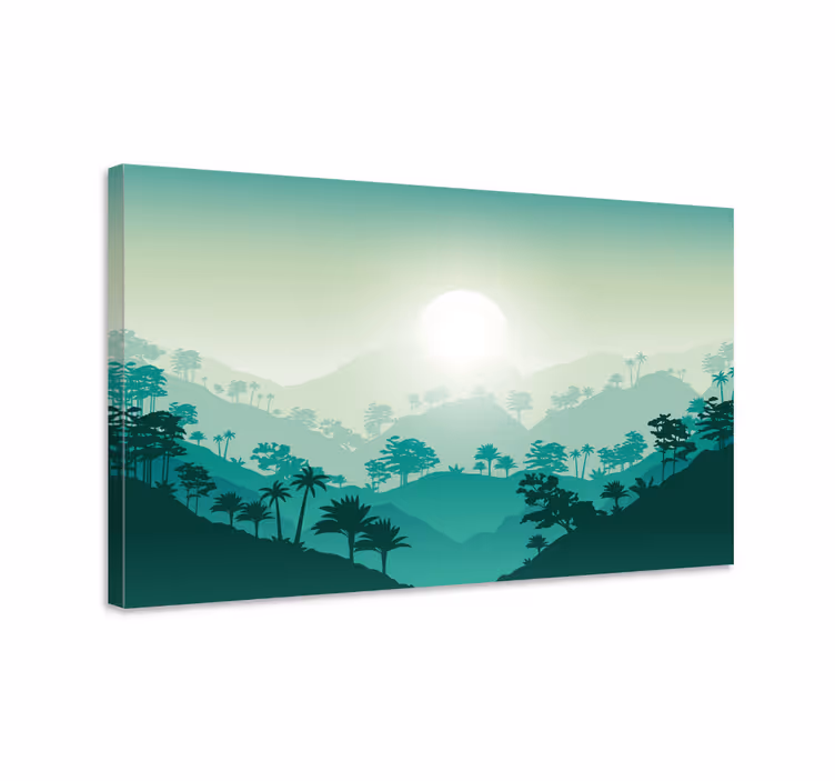 Slika na platnu krajolici izmaglica planinskog izlaska sunca - TenStickers