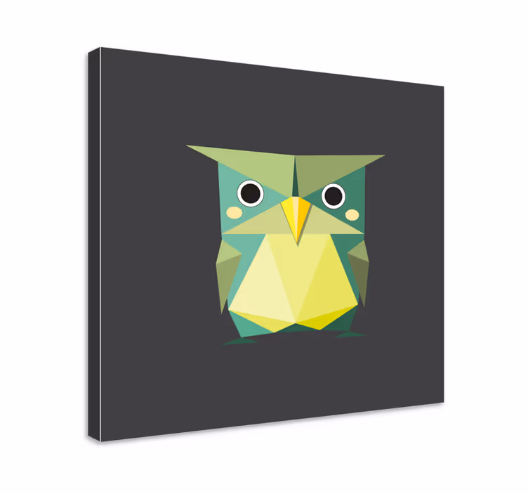 Slika na platnu životinje geometrijska zelena sova - TenStickers