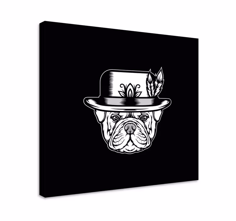 Buldog na crnoj pozadini otisci platna pasa - TenStickers