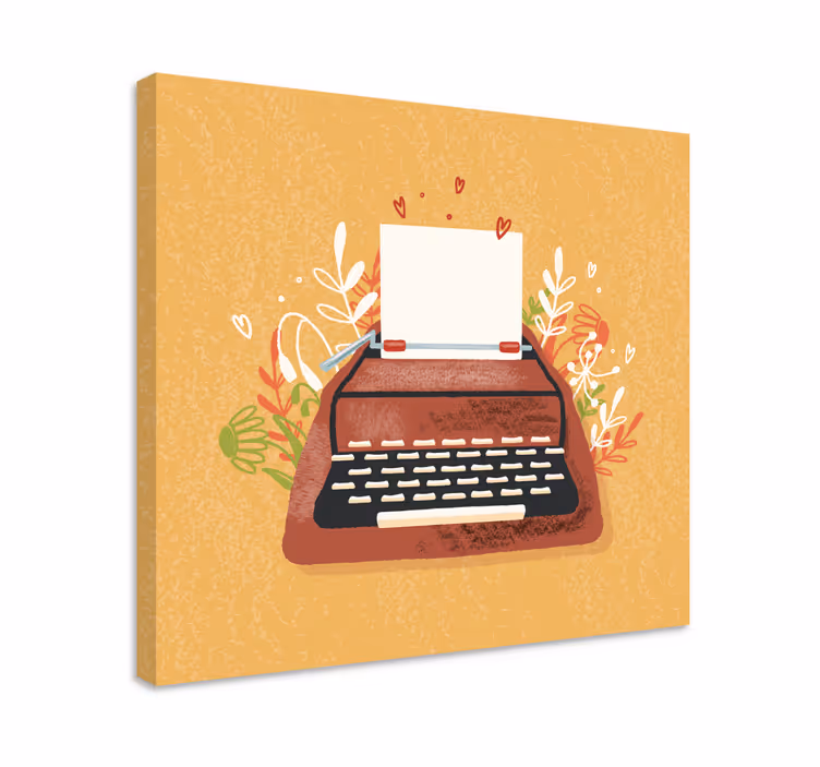 Slika na platnu muzika pisaća mašina s cvijećem - TenStickers