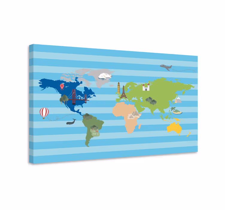 Slika na platnu karta svijeta kreativna globalna karta - TenStickers