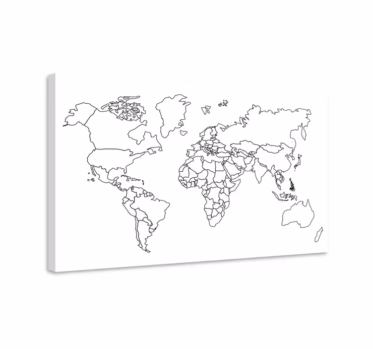 Slika na platnu karta svijeta obrisna mapa svijeta - TenStickers