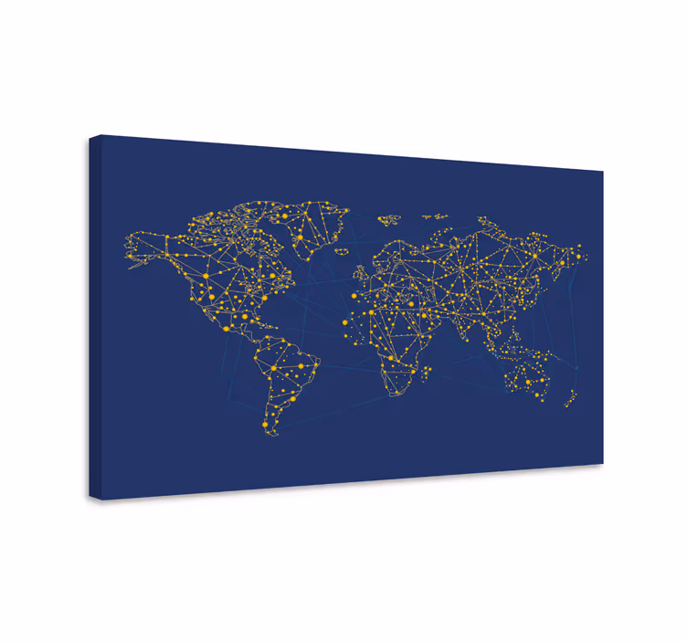 Slika na platnu karta svijeta mrežna mapa - TenStickers