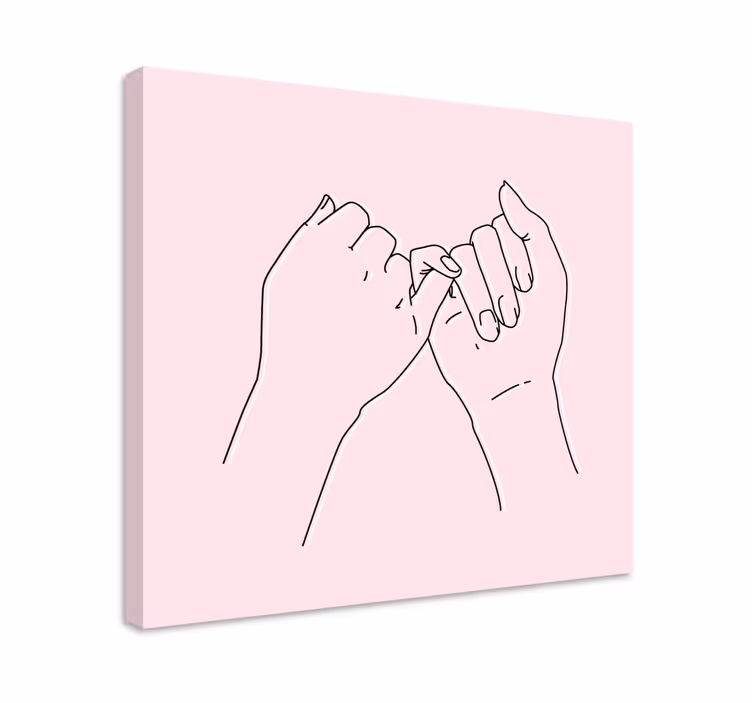 Slika na platnu ljudi i likovi gesta pinky obećanja - TenStickers