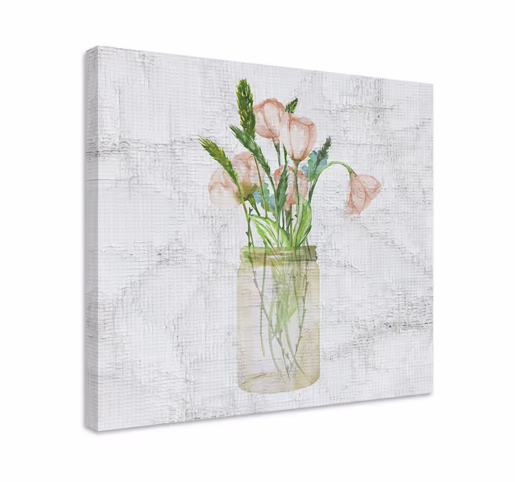 Slika na platnu cvijeće i biljke ružičasti cvijet u tegli - TenStickers