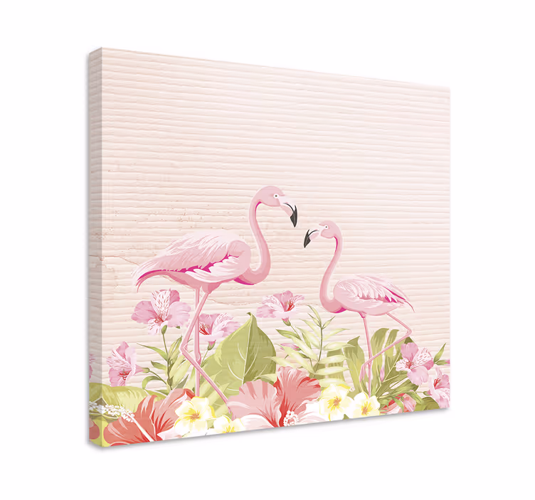 Slika na platnu cvijeće i biljke flamingosi među cvijećem - TenStickers