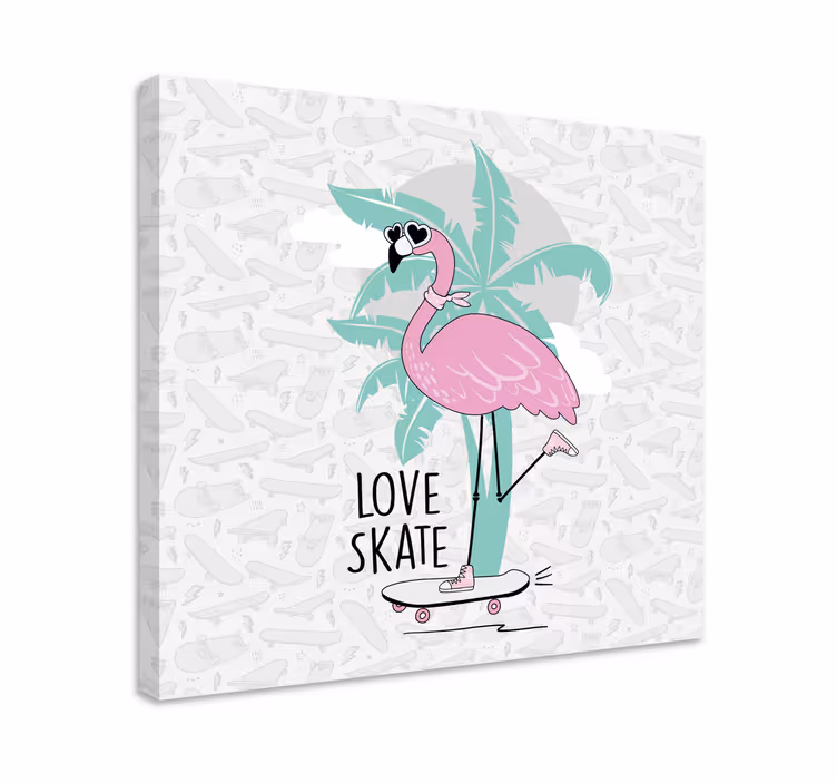 Slika na platnu životinje flamingo na skateboardu - TenStickers