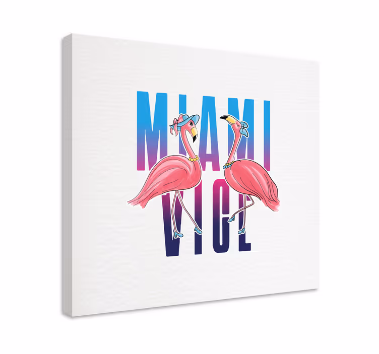 Miami vice flamingo dizajn životinjski otisci na platnu - TenStickers