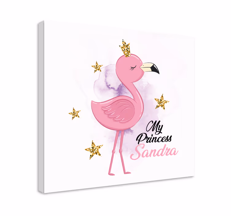 Slika na platnu životinje moja princeza flamingo sa imenom - TenStickers
