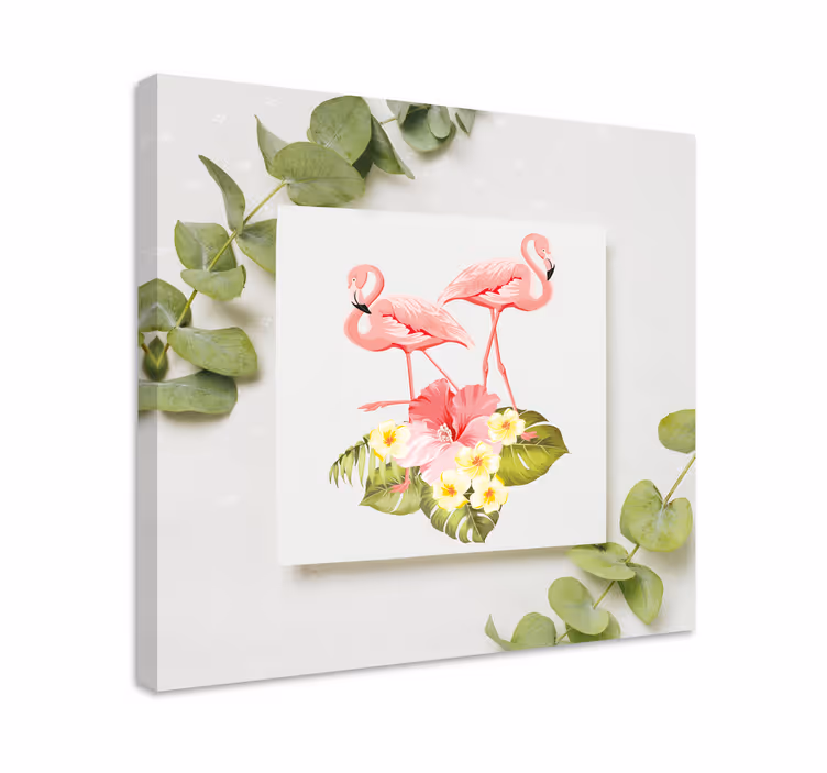 Slika na platnu cvijeće i biljke flamingo i hibiskus - TenStickers