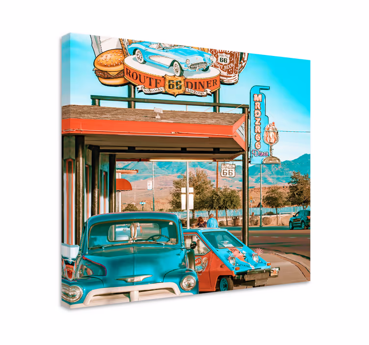 Restoran automobili platno slike za dnevnu sobu - TenStickers