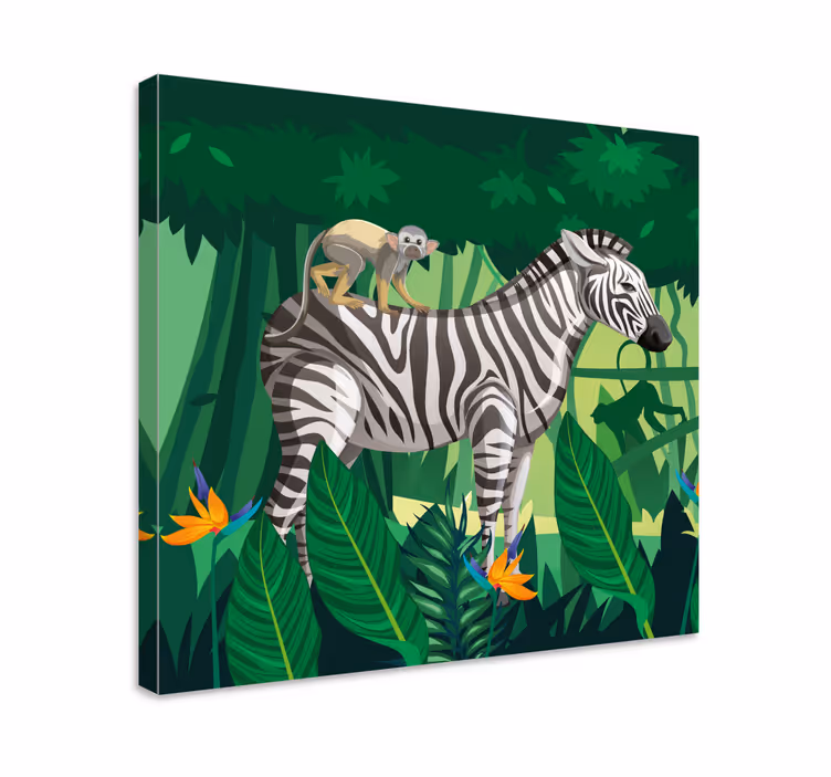 Slika na platnu životinje zebra s majmunom - TenStickers