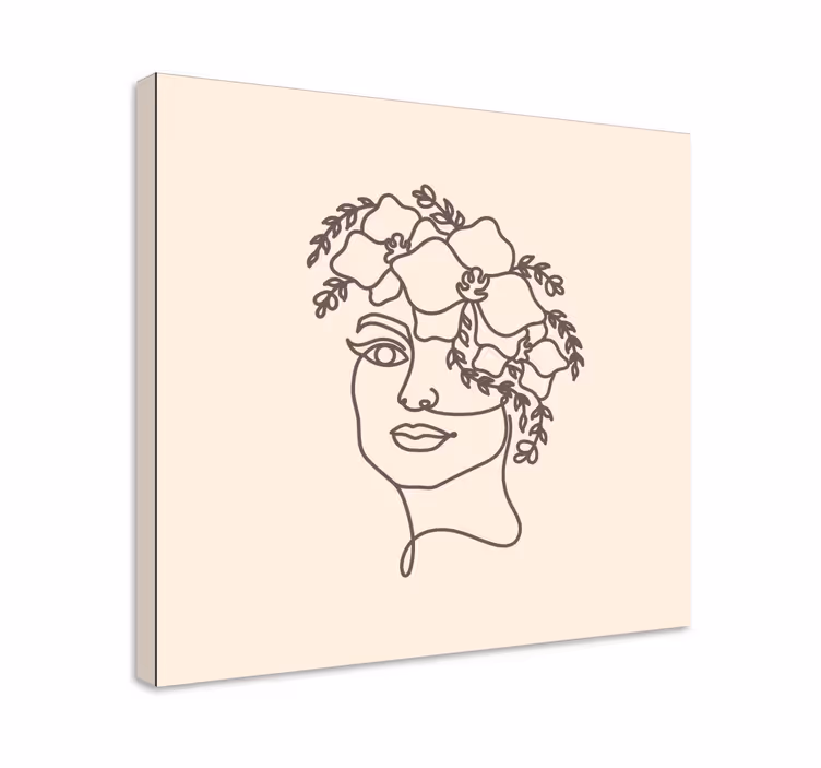 Silueta minimalistička slatka žena cvijet platno - TenStickers