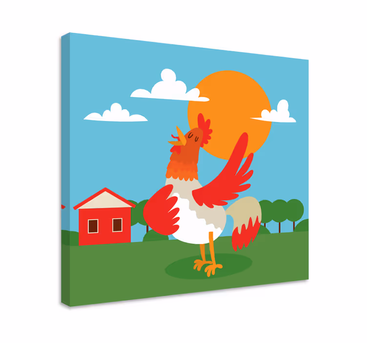 Pijetao u crtanom platnu jutarnje ptice - TenStickers