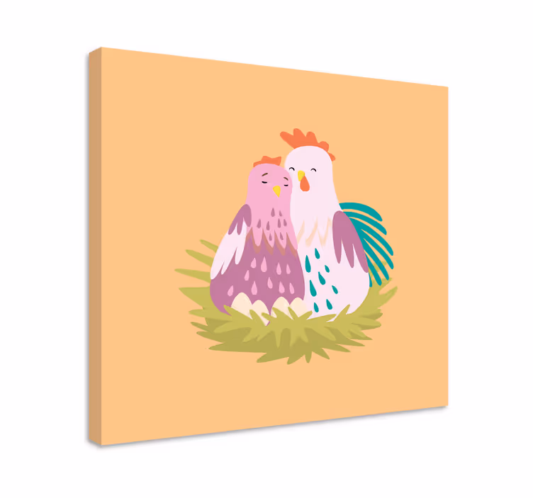 Slika na platnu životinje par pilića u gnijezdu - TenStickers