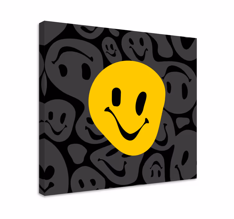 žuto smajliće tinejdžerski otisci na platnu - TenStickers