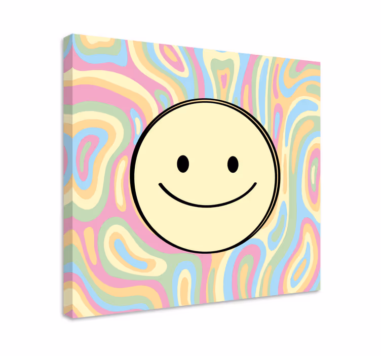 Slika na platnu motivacijski uz uzorak nasmijanih lica - TenStickers