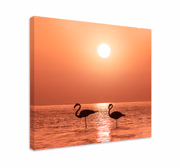 Lijepi flamingo sa slikama platna za zalazak sunca - TenStickers