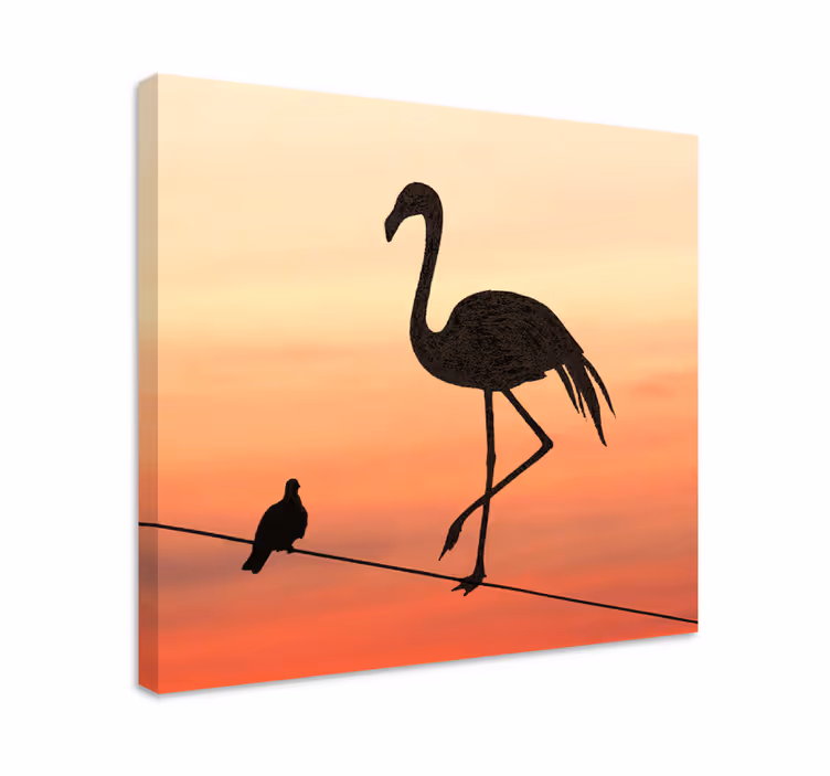 Flamingo i ptice dizajniraju ulaznu umjetnost na platnu - TenStickers