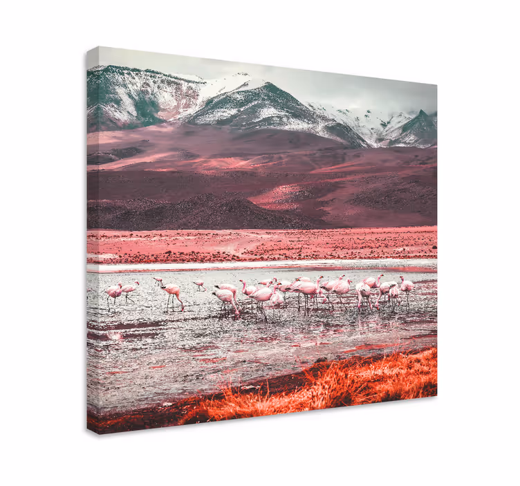 Slika na platnu ptica flamingosi uz vodu - TenStickers
