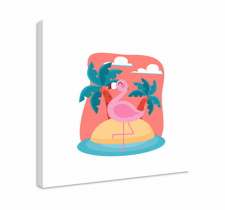 Slika na platnu životinje flamingo na otoku - TenStickers