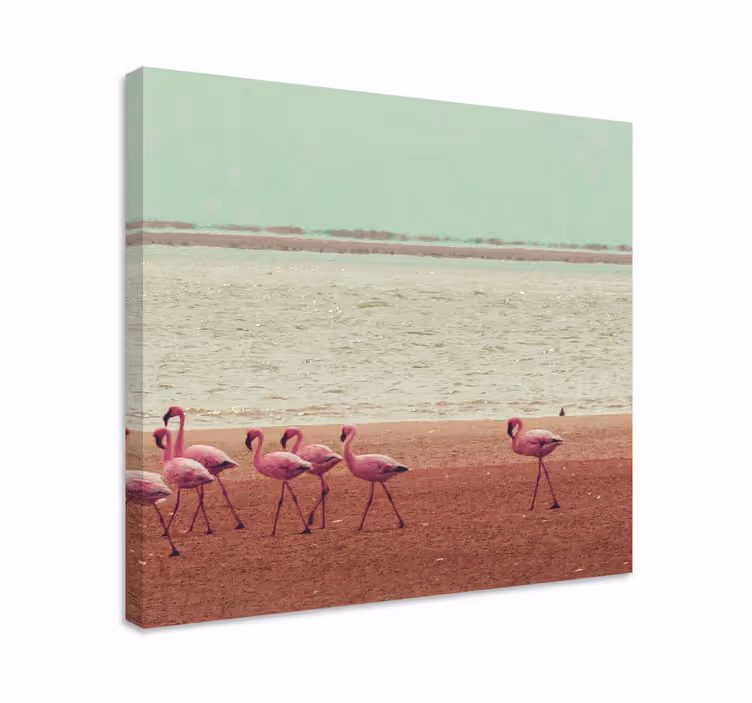 Slika na platnu ptica flamingosi uz vodu - TenStickers