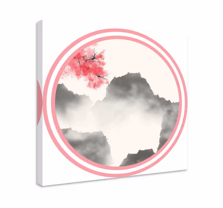 Slika na platnu krajolici planinska silueta s cvjetovima - TenStickers