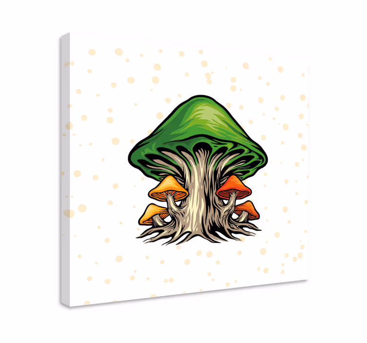 Slika na platnu cvijeće i biljke uz uzorak rasta gljiva - TenStickers