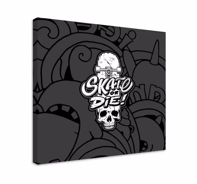 Slika na platnu sport s dizajnom lubanje na skateboardu - TenStickers