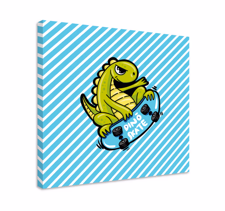 Slika na platnu dinosauri dino skateboard zabava - TenStickers