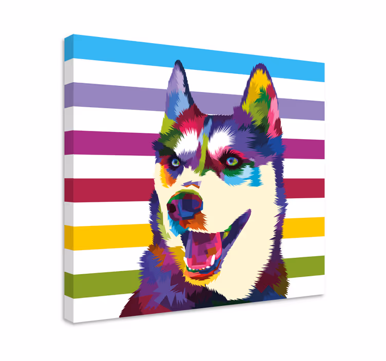 Slika na platnu psi Šareni portret haskija - TenStickers