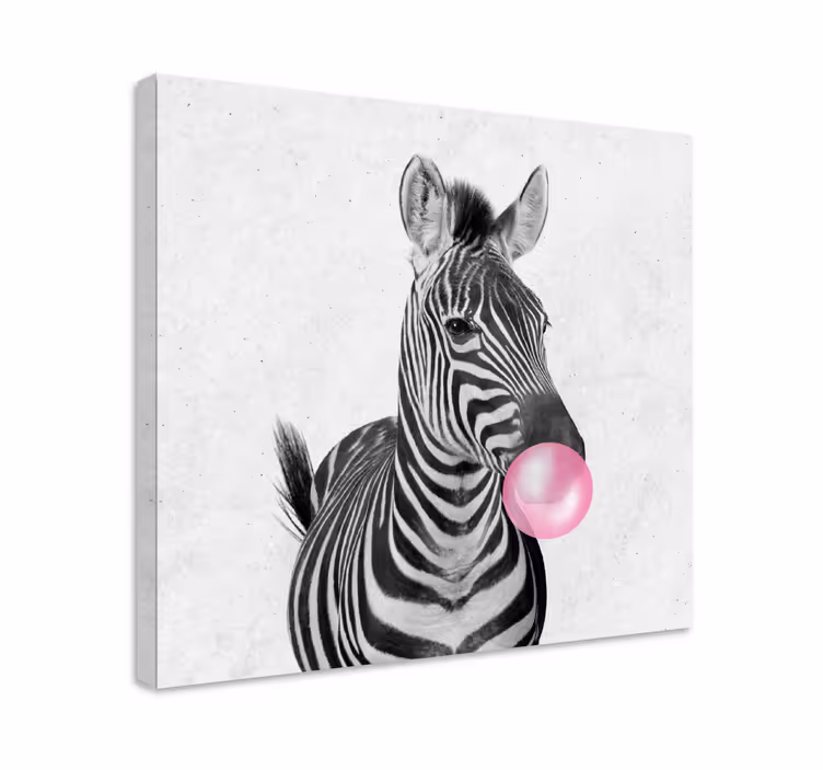 Slika na platnu životinje zebra sa žvakaćom gumom - TenStickers