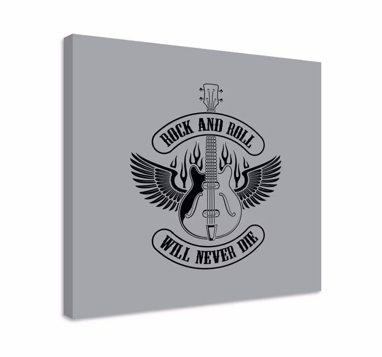 Gitara u vatri s rock tekst glazbeno platno - TenStickers