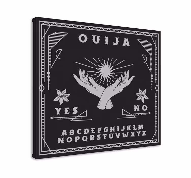 Crno-bijeli ouija board otisci na kućnom platnu - TenStickers