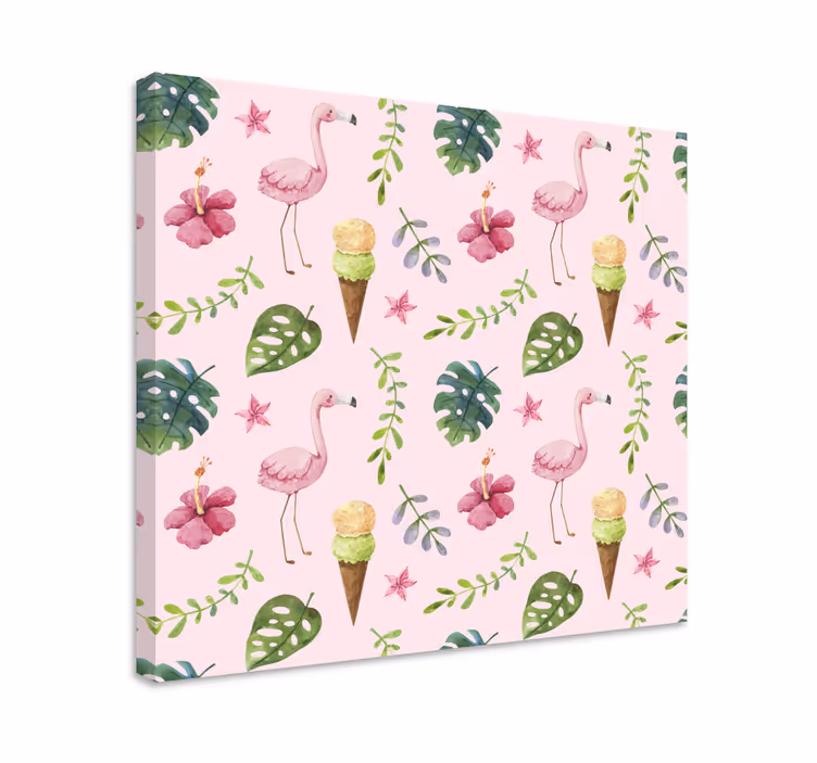 Slika na platnu mozaik flamingosi i sladoled - TenStickers