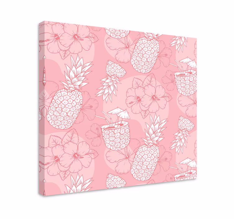 Slika na platnu cvijeće i biljke uzorak ananasa hibiskusa - TenStickers