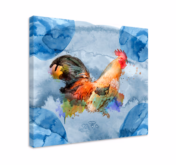 Slika na platnu životinje pijetao u prskanju - TenStickers