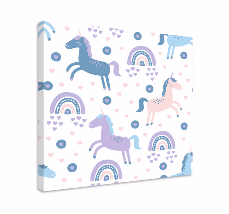 Slatki pastel jednorozi uzorak dječji platno - TenStickers