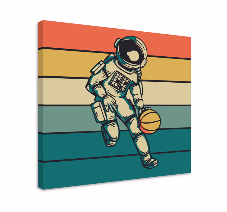 Slika na platnu sport astronaut koji igra košarku - TenStickers