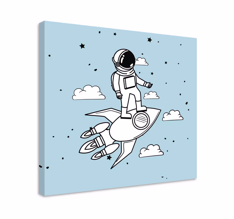Raketni astronaut i zvijezde moderno platno - TenStickers
